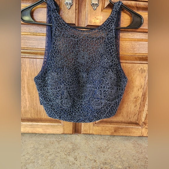 Sherri Hill 2 Piece Navy Blue Gown Size 8 - Picture 4 of 11